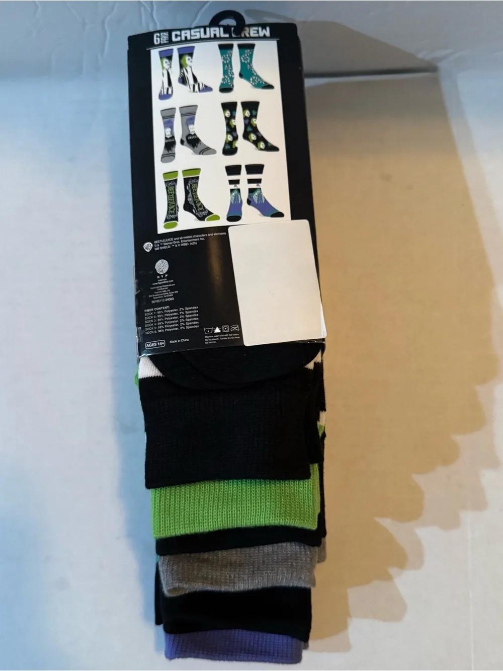 Beetlejuice Men's Crew Socks, 6-Pack, Shoe Sizes 8-12